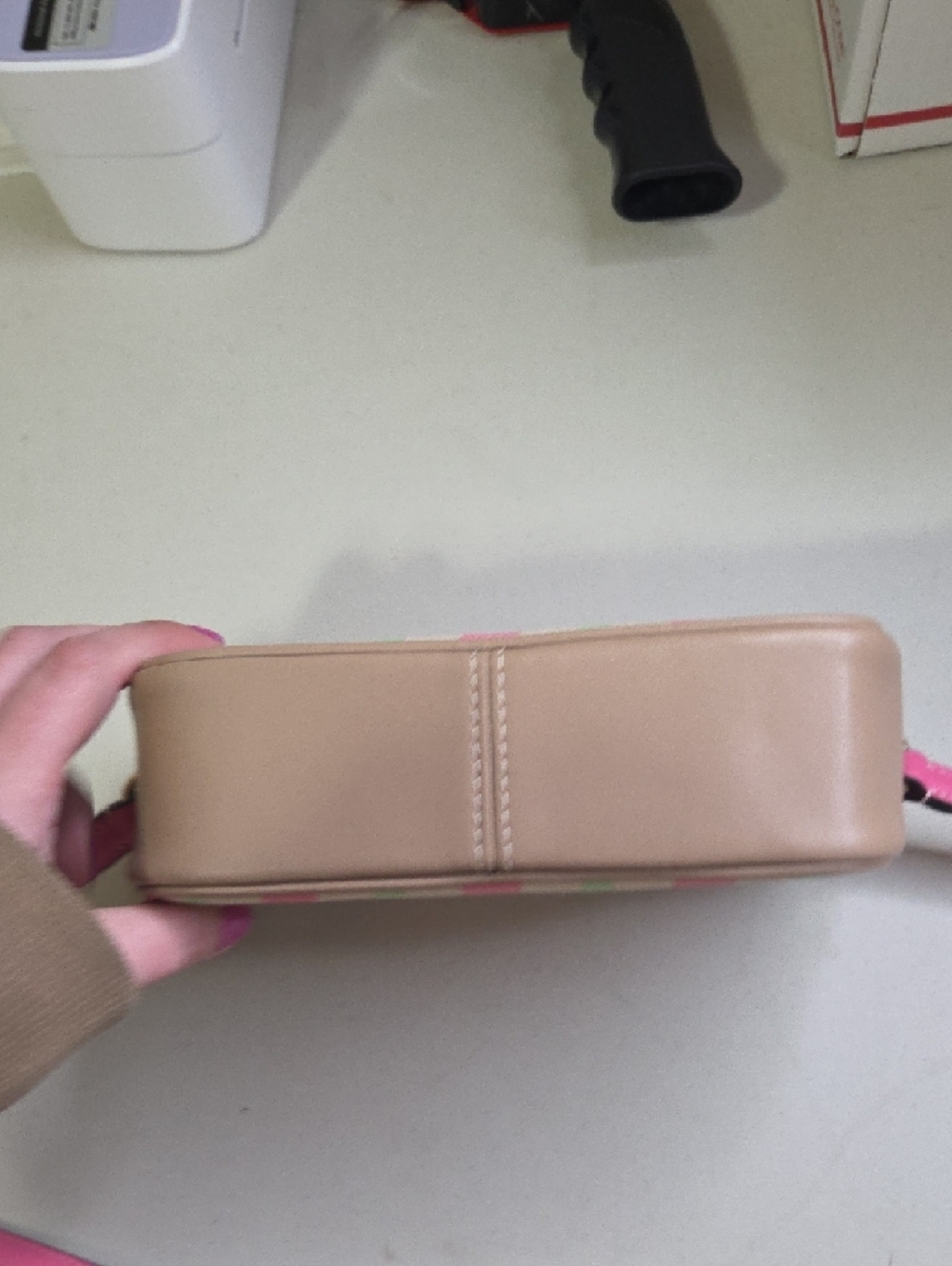 Coach Jamie Mini Pink Plaid Crossbody Camera Bag with Green Accents - Picture 7 of 8
